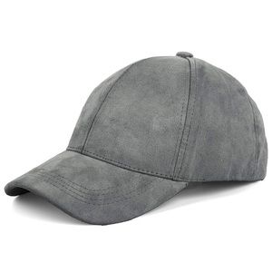Grey faux suede adjustable baseball hat